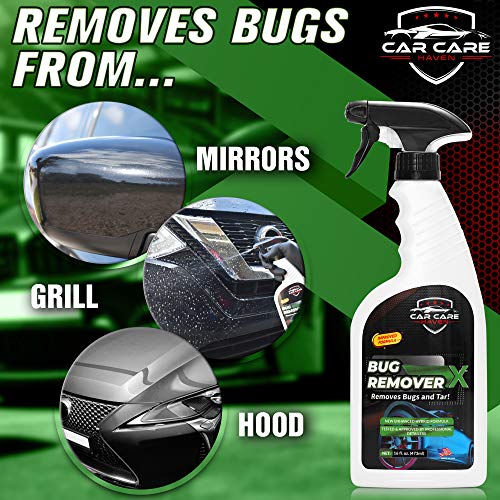 Car Care Haven Bug Remover X - Tar, Goo, Road Grime, Tree Sap, Bird Poop, Cleaner for Vehicles - Windshields, Mirrors, Grills & Hood - Bugs Removal Spray for Cars, Motorcycle, Boat, Truck & Campers