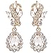 EleQueen Women's Austrian Crystal Art Deco Tear Drop Earrings Gold-tone Clear Clip-on