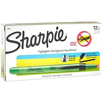 Sharpie 28026 Accent Pen-Style Retractable Highlighter, Fluorescent Green, 12-Pack
