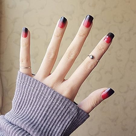 オリジナル 赤黒 グラデーション ネイル 最高のネイル画像