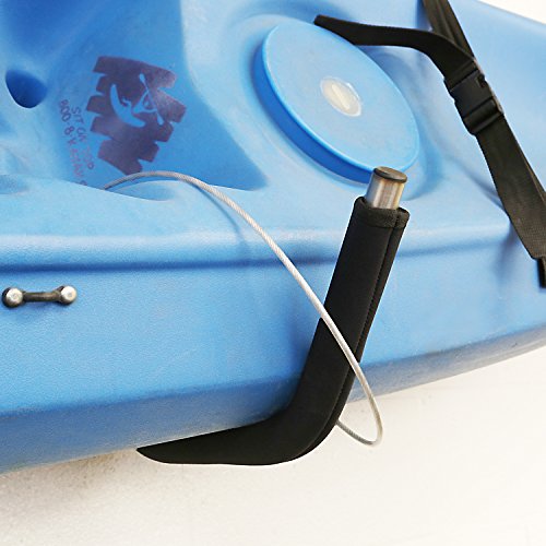 Stainless Steel Kayak Wall Rack with Security Cable J-Hook Metal Steel Kayak Ladder Wall Mount Storage Rack Bike Surfboard Canoe SUP Storage for Garage or Shed