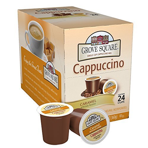 Grove Square Cappuccino, Caramel, 24 Single Serve Cups (Pack of 8)