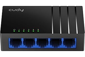 Cudy GS105D 5 Port Gigabit Ethernet Switch Desktop Ethernet Splitter Plastic Case Unshielded Switch Plug & Play Fanless Unmanaged