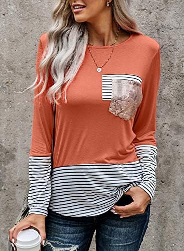 Diukia Women's Fashion Printed Color Block Long Sleeve Tops Patch Pocket Tunic Shirt S-2XL 2 Diukia Women's Fashion Printed Color Block Long Sleeve Tops Patch Pocket Tunic Shirt S-2XL