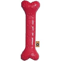 The Dogs Company Natural Rubber Dog Bone Chew Toy, Puppy Teething Toy, 6 inches, Colour May Vary