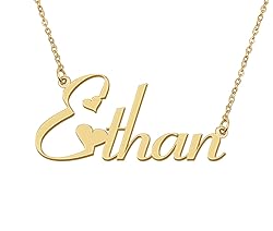 Aoloshow 18k Gold Plated Ethan Heart Name Necklace