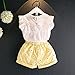 Happy Town Toddler Kids Baby Girls Outfits Clothes T-Shirt Blouse Tops and Floral Shorts Pants Suit 2PCS Set (4T, Yellow)