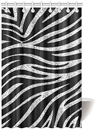DAMEILIN 48"(Width) x 72"(Height) Bathroom Curtain Morden Glitter Silver and Black Zebra Pattern 100% Polyester Shower Curtain