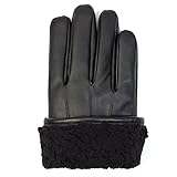 Faux Leather & Fur lined winter gloves with Touch Screen Technology