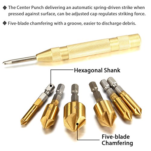 Countersink Drill Bits Center Punch Tool Sets, 1 Pcs Brass Automatic