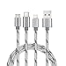 Multi USB Charging Cable By Trendsetter 3 in 1 Nylon Braided Multiple Fast Charger Cord adapter 3ft(1m) Tangle free with Micro USB / Type C Connector Compatible for Phone 7/7 Plus/Galaxy S8 and more