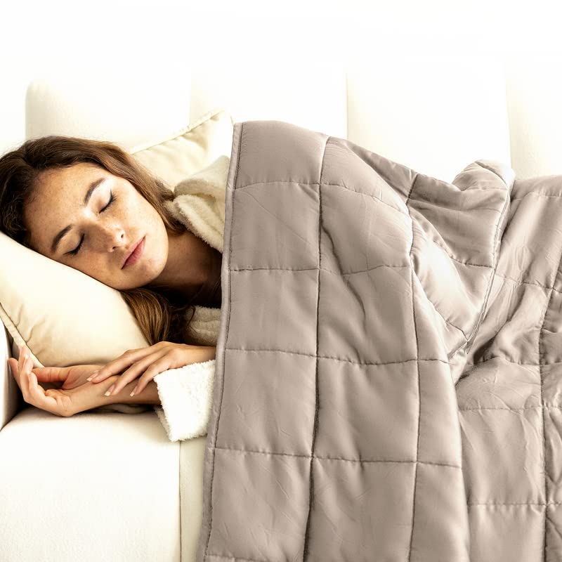 Photo 1 of Luna Weighted Blanket - 100% Lyocell Rayon - 15lb Queen 60" x 80" Beige - Imported
