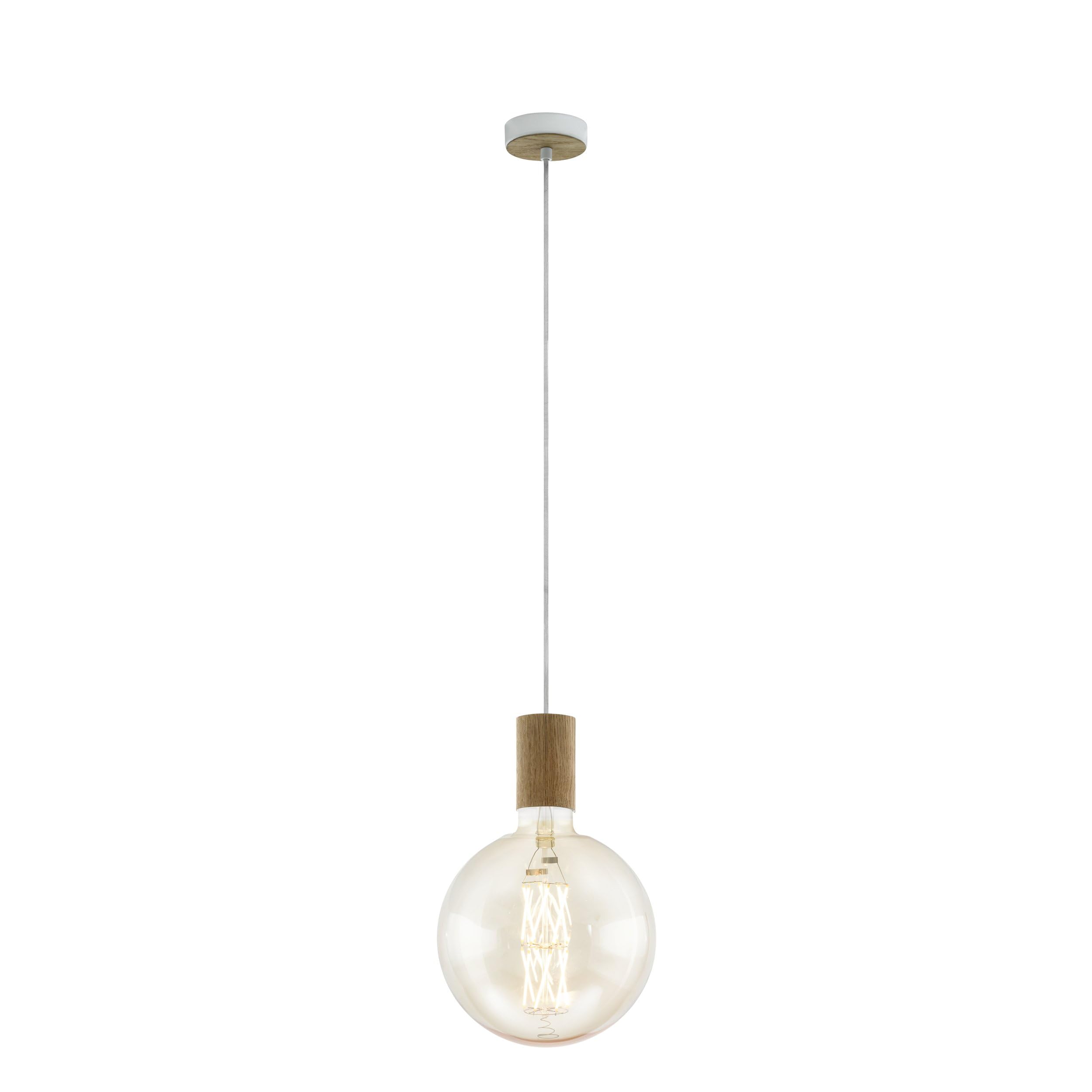 Eglo Pendant Light, Steel, 40 W, Creme, Eiche 49071
