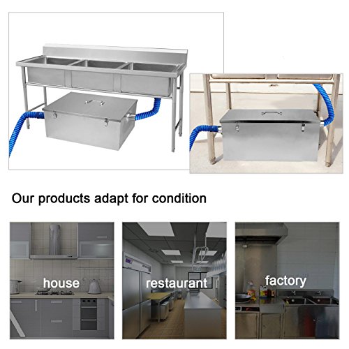 BEAMNOVA Commercial Grease Trap 25lbs Stainless Steel Interceptor, Side