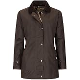 Walker and Hawkes Ladies Wax Victoria Jacket - Waterproof Jackets for Women, Made in Britain with 100% Quality Waxed Cotton and Tartan Lining - Brown - 14 UK / 10 US