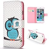 Leather Iphone 6 4.7 Case -Sleeping Owl -Bonus Offer - Dirt- Proof Plug for Apple I-phone 4, 5, 6