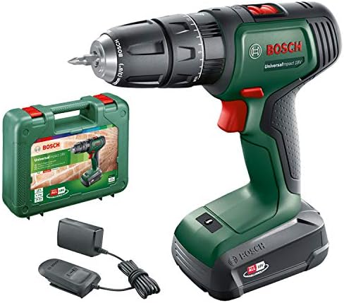 Home and Garden Bosch Akku Schlagbohrschrauber UniversalImpact 18 V (1 Akku, 18 Volt System, im Koffer)