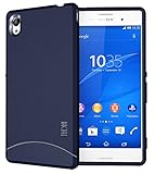 TUDIA Full Matte ARCH TPU Bumper Protective Case for Sony Xperia M4 Aqua (Dark Blue)