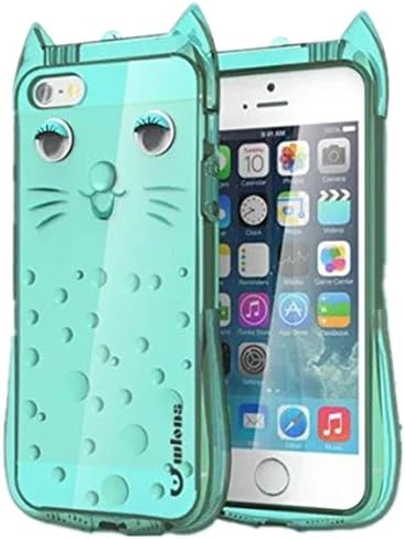 Cute Cat Case for iPhone 5S, Arroker Transparent Cat Design Women Girly Popular Rubber Soft TPU Back Cover for iPhone 5 / iPhone 5S/ iPhone SE (Blue)