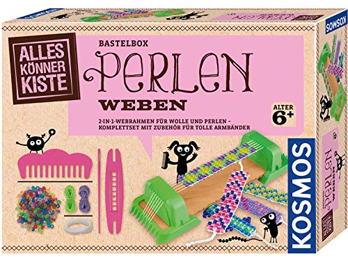 Kosmos Bead Weaving 2-in-1 Loom Frame Craft Set for Girls Aged 6+, Bracelets Crafting, Weaving for Children