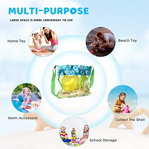 6 Pieces Beach Toys Mesh Beach Bags Toys Kids Shell Bags Colorful Sea