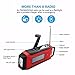 Weather Radio,OUTERDO Emergency Radio Dynamo Emergency Survival Solar Hand Crank Self Powered AM/FM/NOAA Weather Radio, LED Flashlight,Phone Charger Power Bank with Cables (4 color to choose) Red