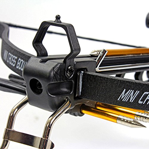 KingsArchery Crossbow Pistol with Bolt Rack Self-Cocking 80 LBS with Adjustable Sights and Spare Crossbow String and Caps - Thumbnail 2