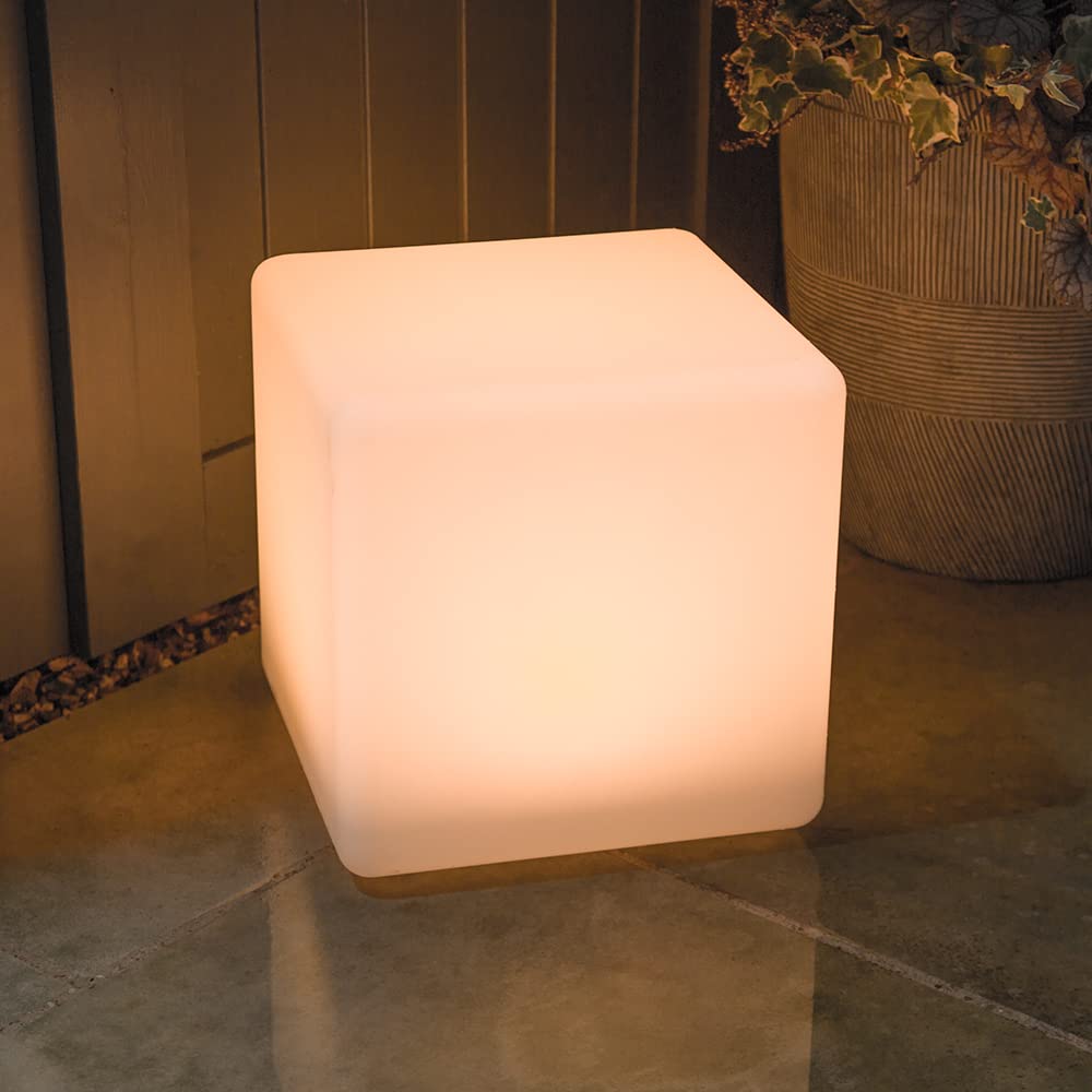 Shapelights® Indoor Outdoor USB Chargeable Solar Powered Colour Changing Mood Lights (Cube 30cm)