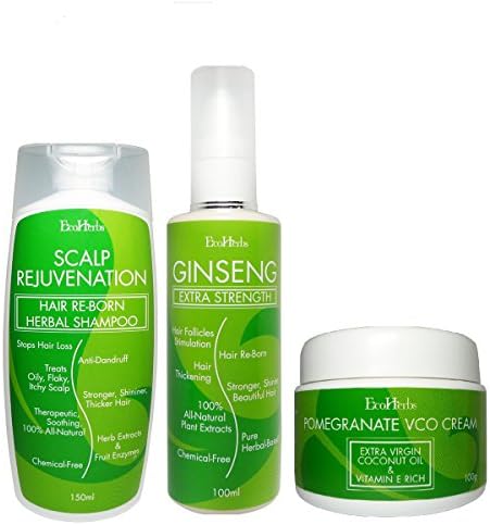 EcoHerbs Ginseng Extra Strength SET: Alopecia Natural Treatment, Androgenic Alopecia Areata, Totalis, Universalis, Telogen Effluvium, Hair Loss For Women, Men, Anti Fall