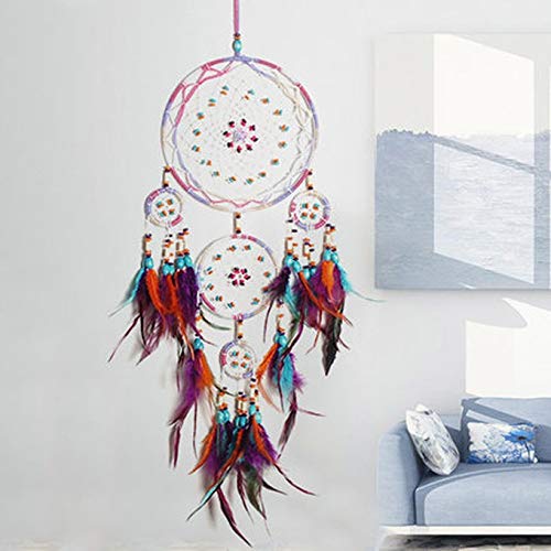 SHYPT Handmade Dream Catcher Wind Chimes Home Hanging Craft Gift Ornament Hanging Bedroom Decoration (Color : A)