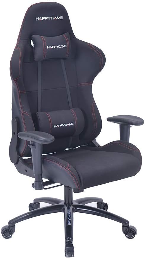 HAPPYGAME Multifunctional Computer Gaming Chair Designed for pro Gaming and Office Backrest, Pillows Recliner, Swivel Rocket Tilt and Seat Height Adjustment 7611B (Black)
