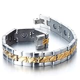 Stainless Steel Men's Jewelry Magnetic Bracelet Link Gold Silver color with Free Link Removal Tool