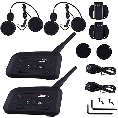 Amazingbuy - 2 Sets Vnetphone V6 BT Intercom Bluetooth Interphone 1200M Range 6 Riders Motorcycle Helmet - Motorcycle Snowmobile Multi Interphone Headsets 6 Riders. Great for Skiing and Riding