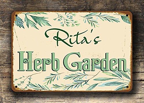 Metalsign CUSTOM HERB GARDEN Sign, Personalized Herb Garden Sign, Vintage style Herb Garden Sign, Customizable Herb Garden sign, Custom Outdoor Sign 12 x 8 inch
