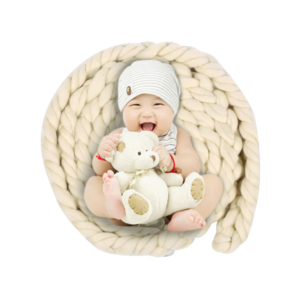 Uposao Newborn Baby Photography Props Blanket Knitted Photography Blanket Braided Rope Basket Filler Baby Photo Background Rug Blanket for Infant Boy or Girl
