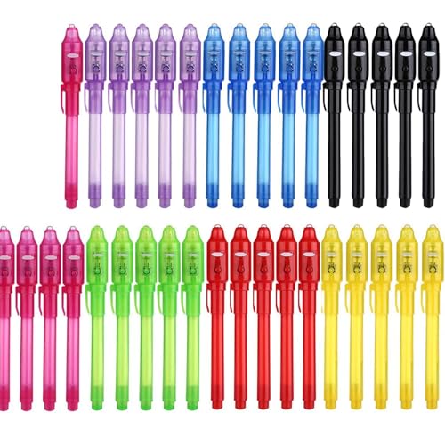 SCStyle Invisible Ink Pen 42Pcs with UV Light Magic Marker for Secret Messages, Writing Information for Birthdays, Easter, Halloween, Christmas Gifts for Students