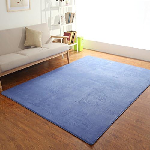 HAOFAY Solid Color Coral Fleece Carpet Thick Non-slip Carpet Living Room Bedroom Bed Decoration Carpet - Thickness 1.2cm (Color : Dark blue, Size : 200x300cm)