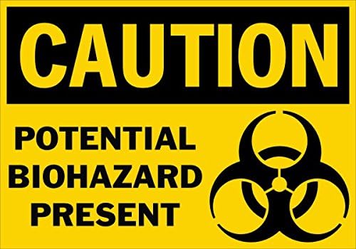 Caution Potential Biohazard Present Safety Sign-5X7 -3-Pack Decals
