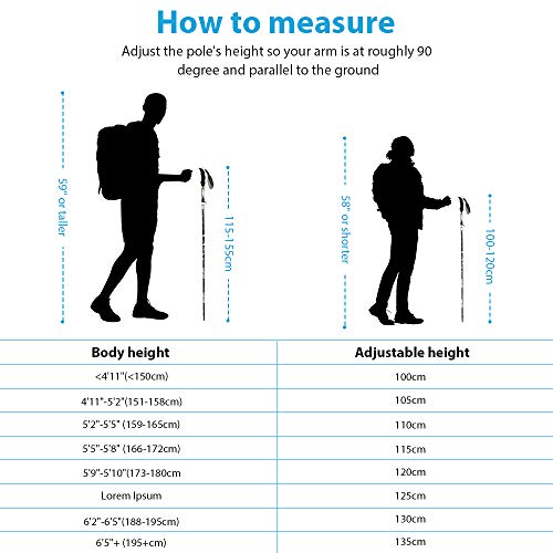 Trekkingstokken, Achort 2-pack opvouwbare wandelstokken Opvouwbare wandelstokken Sterk lichtgewicht aluminium 7075… - Image 7
