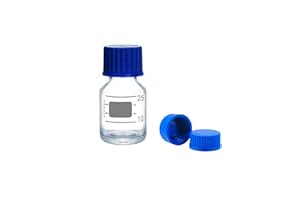 QOAEZK 25ml Reagent Media Bottle, Graduated Glass Round Media Storage Bottle with Orange double cover GL25 Screw Cap, Wide Mouth Lab Reagent Bottle, Clear,Pack of 1