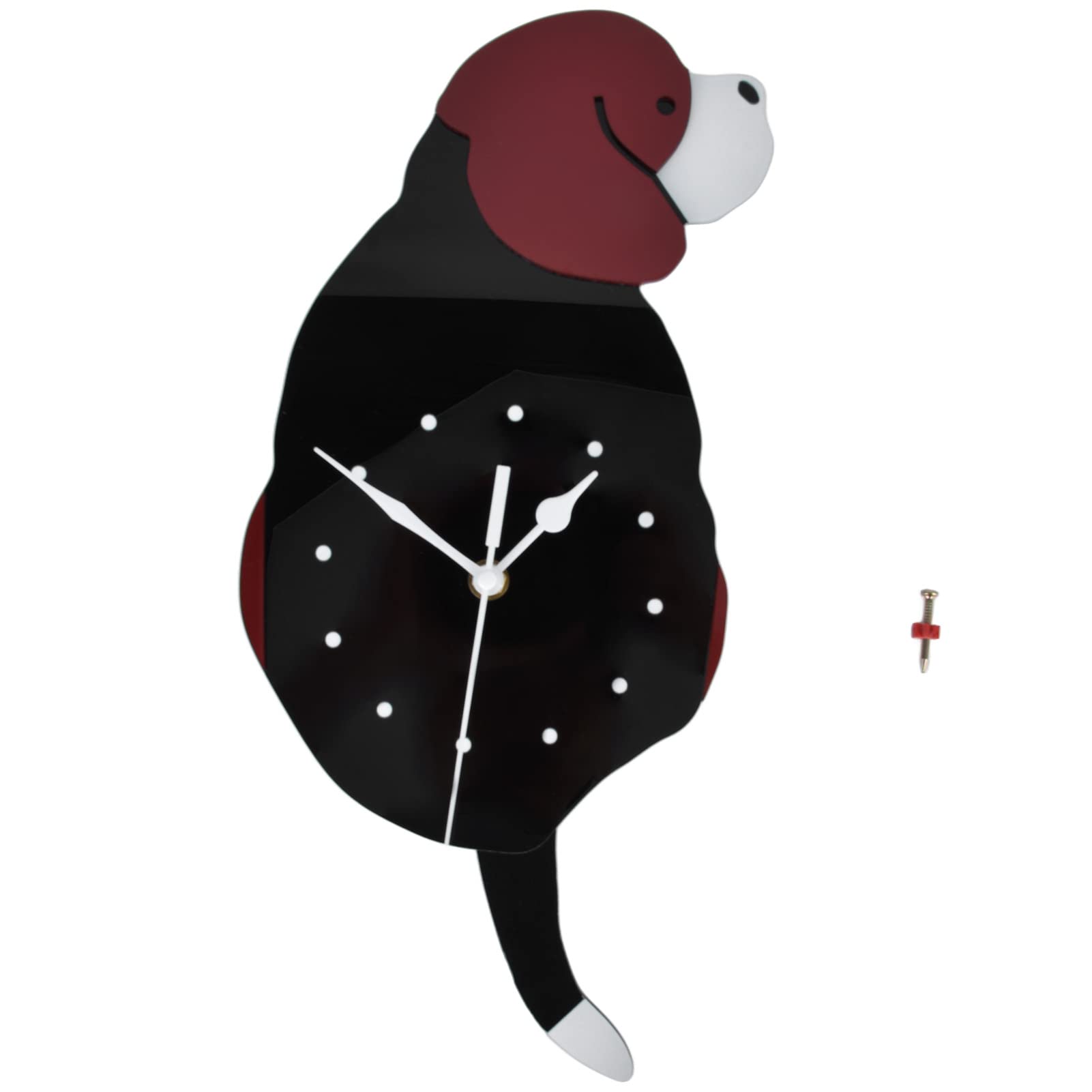 plplaaoo Creative Dog Wagging Tail Wall Clock, Pendulum Clock, DIY Simple Fashion Silent Wall Clock with Swing Tail, Wall Clocks for Living Room, Bedroom, Kitchen, Home Decoration