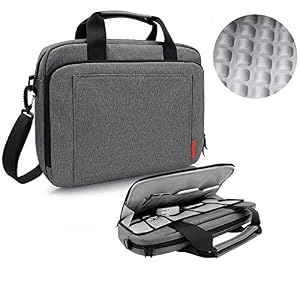 Image of iCozzier 13.3-14 Inch Laptop Shoulder Bag,Electronic Accessories Storage Messenger Carrying Bag Protective Briefcase for Ultrabook/Notebook/MacBook-Grey