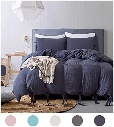 Moreover 3 Pieces Navy Bedding Navy Blue Duvet Cover Set Bowknot Design Soft Navy Bedding Sets Queen One Duvet Cover Two Bow Tie Pillowcases (Queen, Navy Blue)