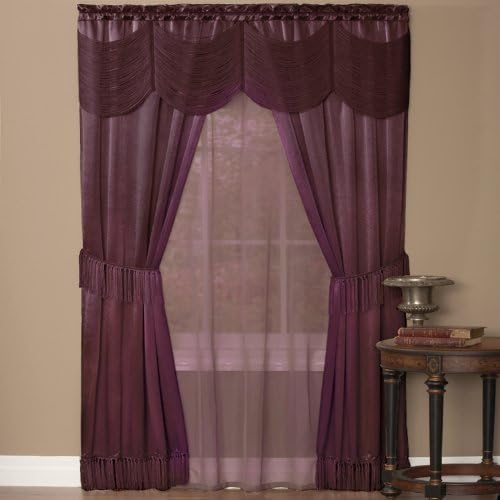 Achim Home Furnishings Ombre Tie Up, 50 63, Autumn Halley Curtain in a Bag Full Window Solution, Merlot, 56 x 84-Inch
