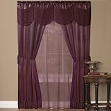 Achim Home Furnishings Ombre Tie Up, 50 63, Autumn Halley Curtain in a Bag Full Window Solution, Merlot, 56 x 84-Inch