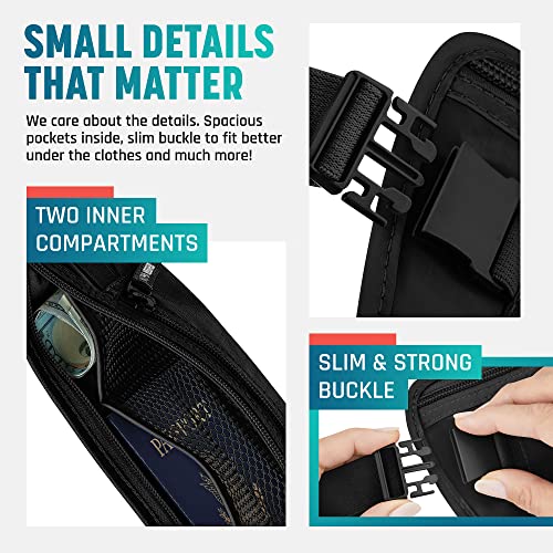Alpha Keeper Money Belt for Travel Hidden Under Clothes – RFID Blocking Passport Holder & Slim Waist Wallet Pouch for Women & Men, Anti-Theft Travel Accessories