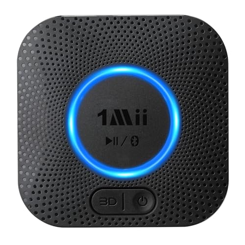 1Mii B06 Plus Receptor Bluetooth Audio, Adaptador de Inalámbrico Bluetooth 5.3, AUX de 3.5mm Jack y 2 RCA para Estéreo y Amplificador, 30m Largo Alcance, aptX HD, Sonido 3D Surround