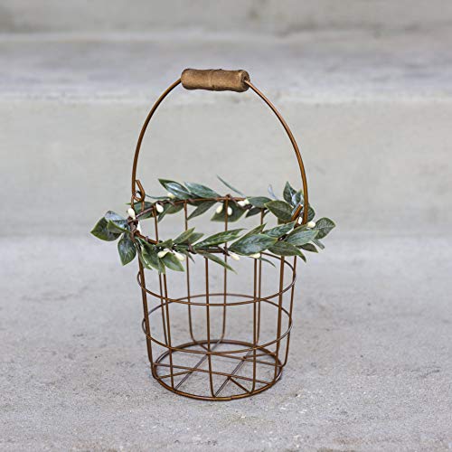 Rustic Flower Girl Basket - Metal Wedding Basket w/Wood Handle - Flower Petal Basket - Rustic Flower Girl Basket by Ragga Wedding