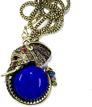 Retro Fashion Bronze Pearl Peacock Elephant carp heart shaped retro Necklace Chain Elepant blue