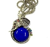 Retro Fashion Bronze Pearl Peacock Elephant carp heart shaped retro Necklace Chain Elepant blue